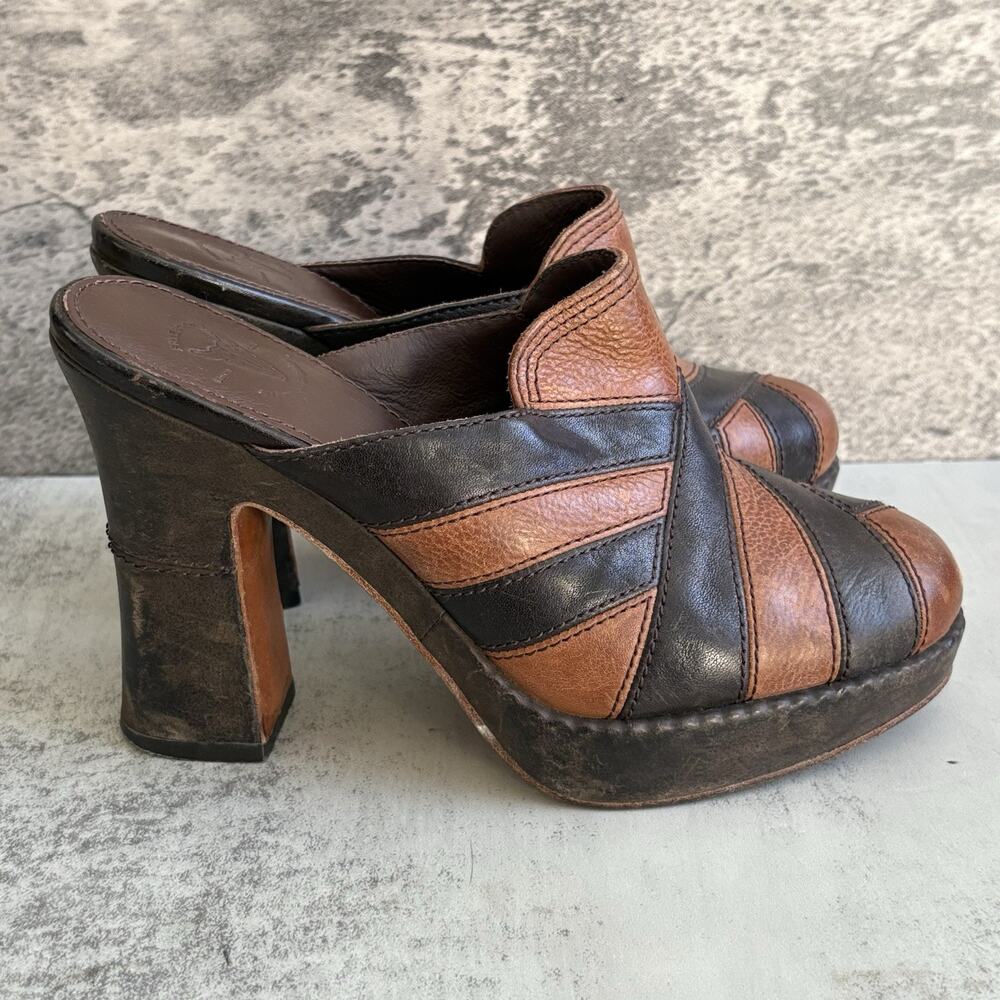 Frye Boots Goldie Mule Womens 6.5M Brown Leather Platform Heels Shoes Retro Y2K - Picture 4 of 9